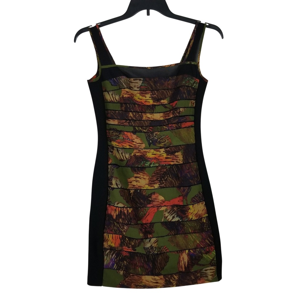 Cluny Mini Dress Womens 4 Multicolor Abstract Mesh Tiered Bodycon Sleeveless